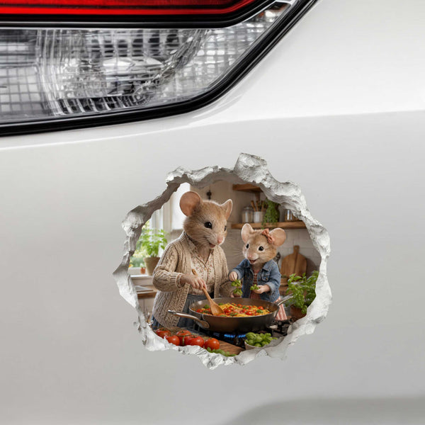 Granddaughter and Grandma Pasta Night Mouse Hole Decal