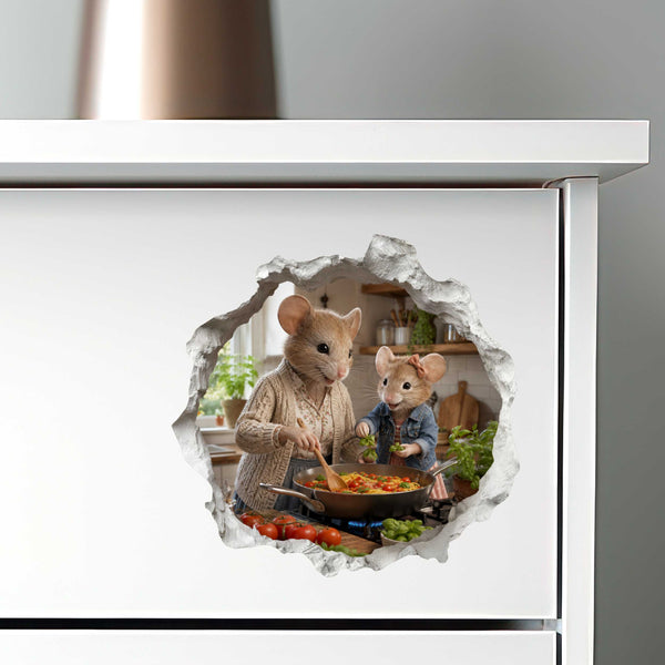 Granddaughter and Grandma Pasta Night Mouse Hole Decal