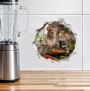 Granddaughter and Grandma Pasta Night Mouse Hole Decal