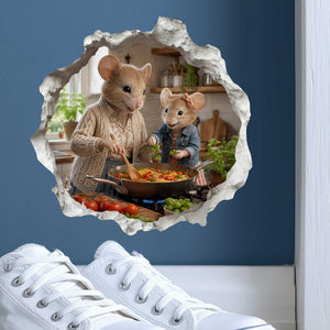 Granddaughter and Grandma Pasta Night Mouse Hole Decal