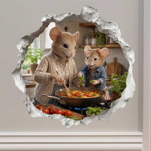 Granddaughter and Grandma Pasta Night Mouse Hole Decal