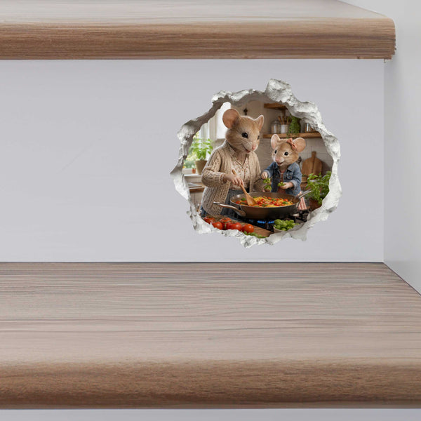 Granddaughter and Grandma Pasta Night Mouse Hole Decal