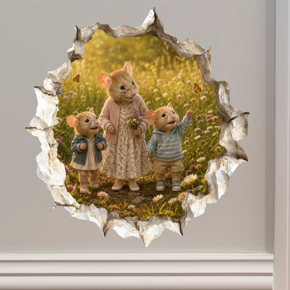 Grandkids and Grandma Nature Walk Mouse Hole Decal