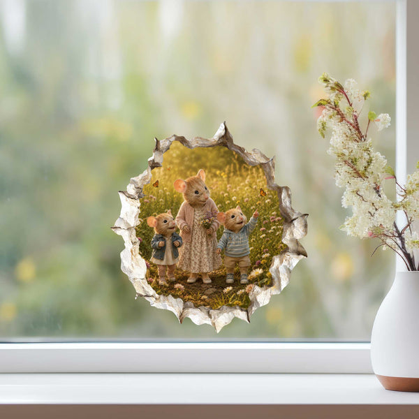 Grandkids and Grandma Nature Walk Mouse Hole Decal
