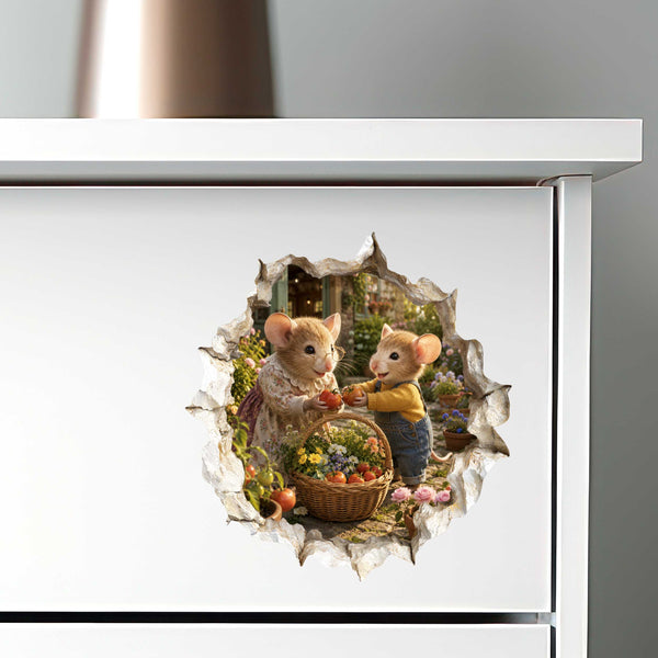 Grandson and Grandma Garden Harvest Mouse Hole Decal