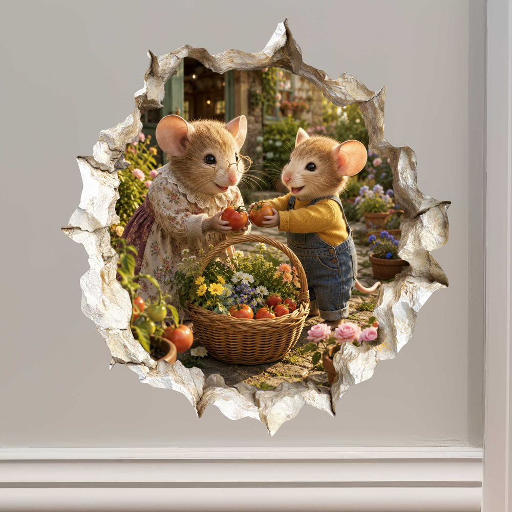 Grandson and Grandma Garden Harvest Mouse Hole Decal