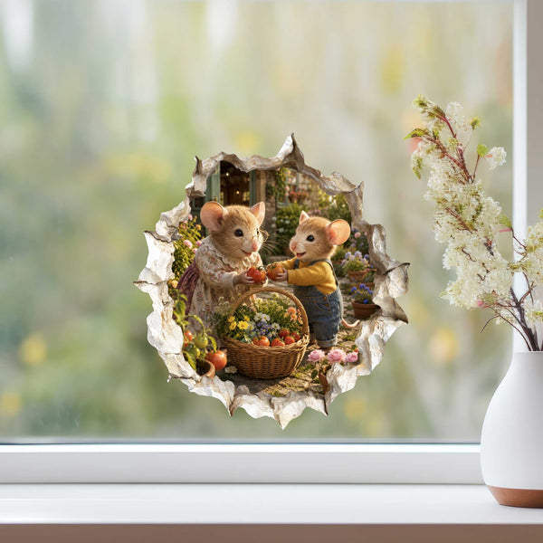 Grandson and Grandma Garden Harvest Mouse Hole Decal