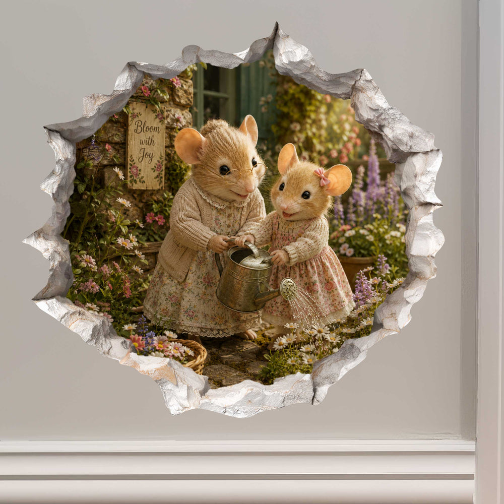 Granddaughter and Grandma Garden Helper Mouse Hole Decal