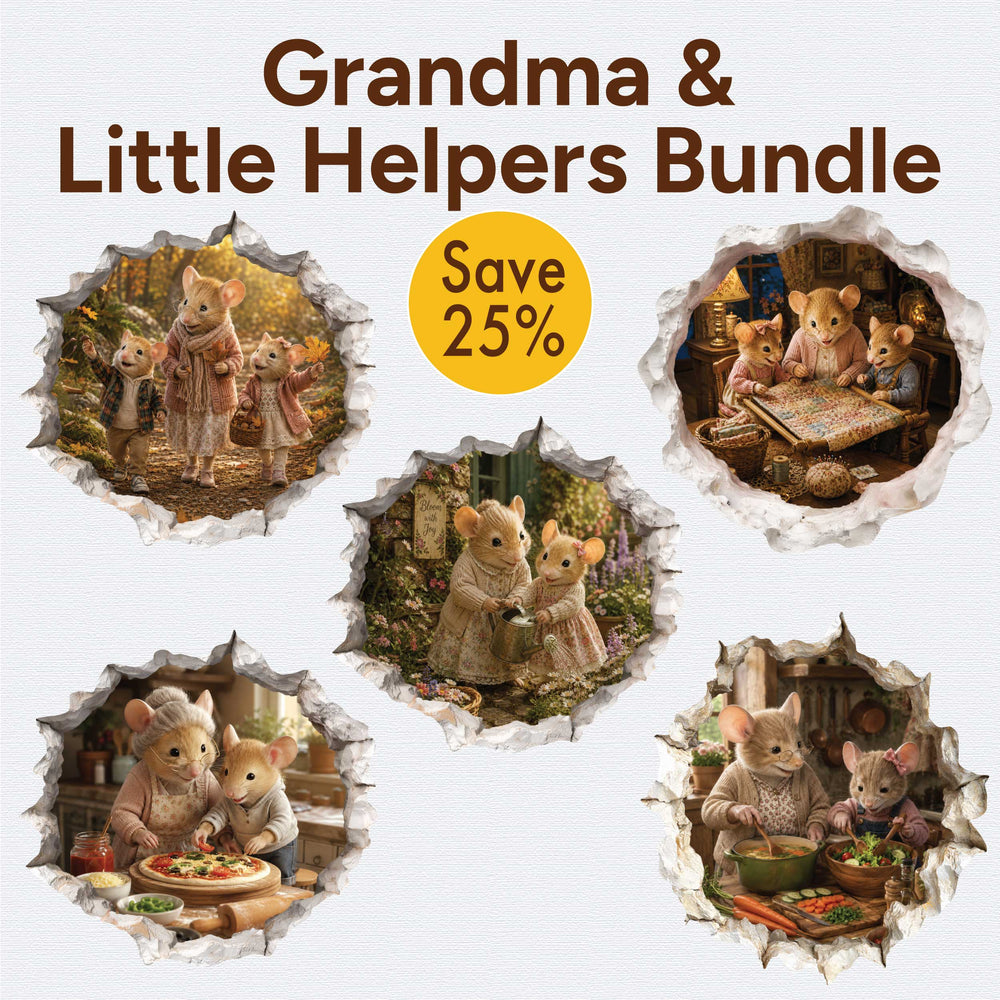 Grandma and Little Helpers Mouse Hole Decal Bundle