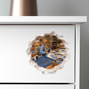 Quilting Quilter Mouse Hole Decal