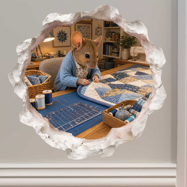 Quilting Quilter Mouse Hole Decal