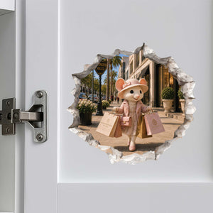Shopping Shopper Girl Mouse Hole Decal
