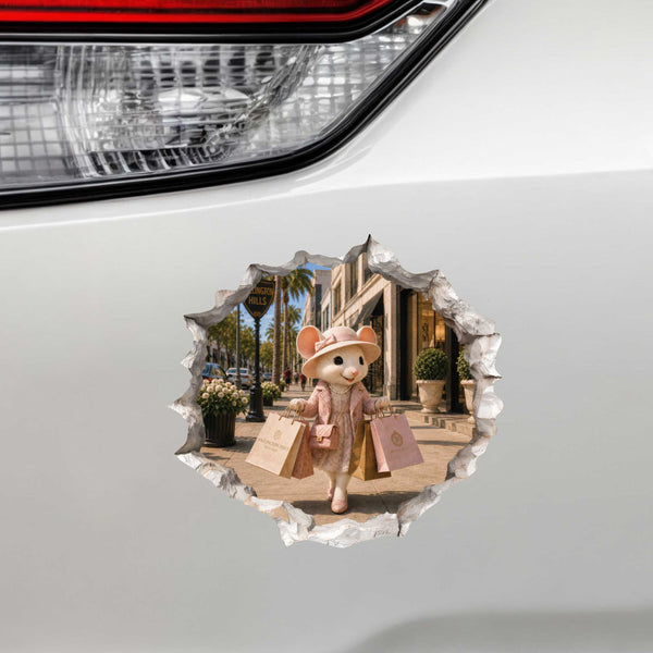 Shopping Shopper Girl Mouse Hole Decal