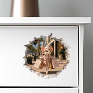 Shopping Shopper Girl Mouse Hole Decal