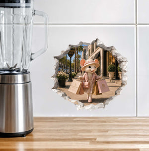 Shopping Shopper Girl Mouse Hole Decal