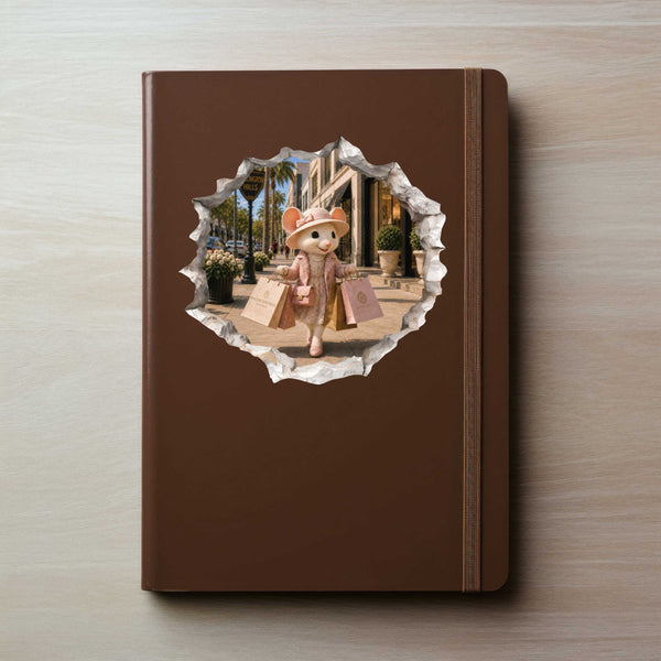 Shopping Shopper Girl Mouse Hole Decal