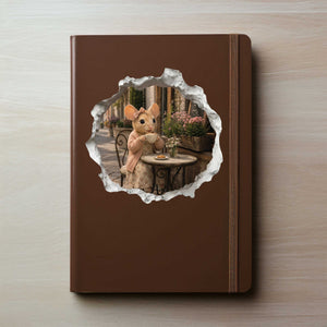 Coffee Break Cafe Girl Mouse Hole Decal