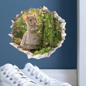 Sweet Pea Garden Girl Mouse Hole Decal