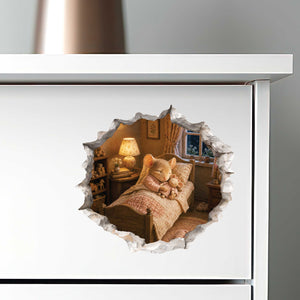 Sleeping Girl Mouse Hole Decal