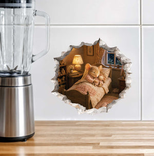 Sleeping Girl Mouse Hole Decal