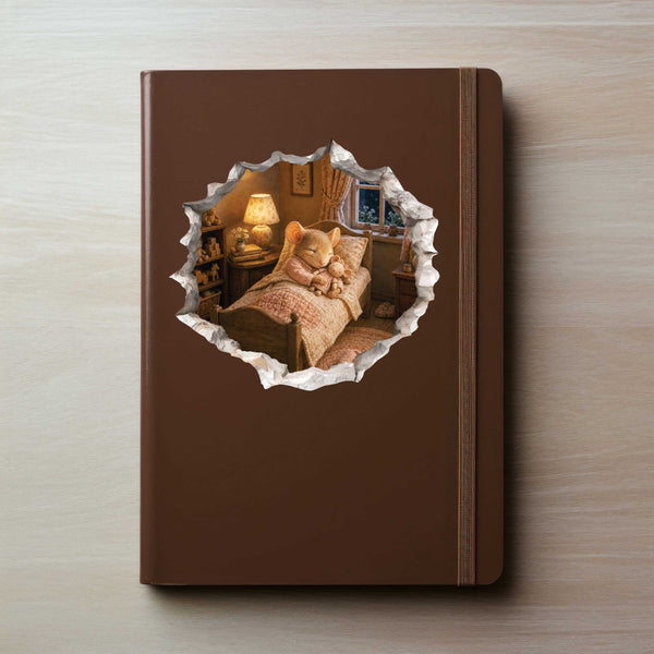 Sleeping Girl Mouse Hole Decal