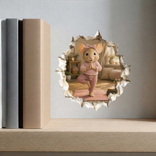 Yoga Girl Mouse Hole Decal