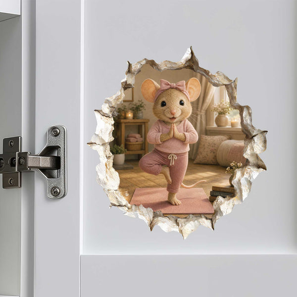 Yoga Girl Mouse Hole Decal