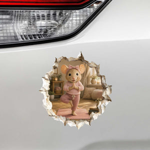 Yoga Girl Mouse Hole Decal
