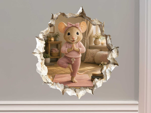 Yoga Girl Mouse Hole Decal