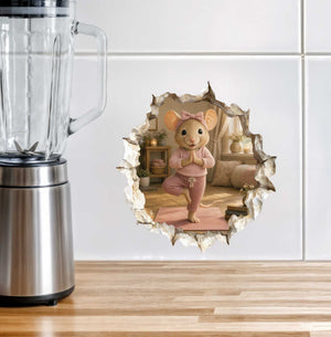 Yoga Girl Mouse Hole Decal