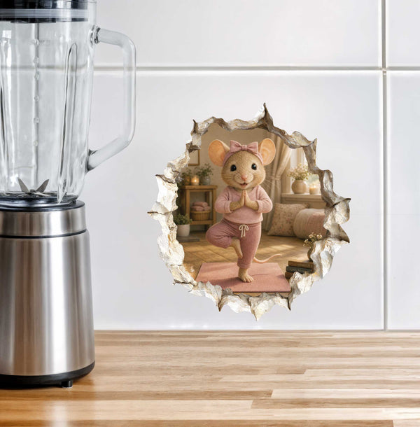 Yoga Girl Mouse Hole Decal