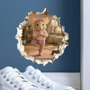 Yoga Girl Mouse Hole Decal
