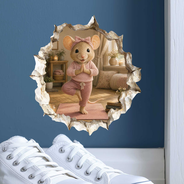 Yoga Girl Mouse Hole Decal