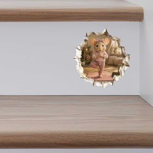 Yoga Girl Mouse Hole Decal