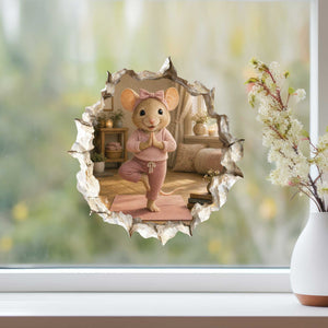 Yoga Girl Mouse Hole Decal