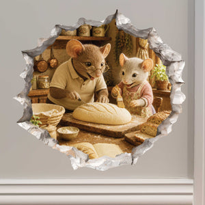Grandpa and Granddaughter Baking Mouse Hole Decal