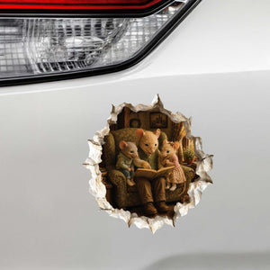 Grandpa and Grandkids Reading Mouse Hole Decal