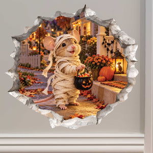 Halloween Mummy Trick-or-Treating Mouse Hole Decal