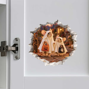 Halloween Ghosts Trick-or-Treating Mouse Hole Decal