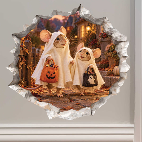 Halloween Ghosts Trick-or-Treating Mouse Hole Decal