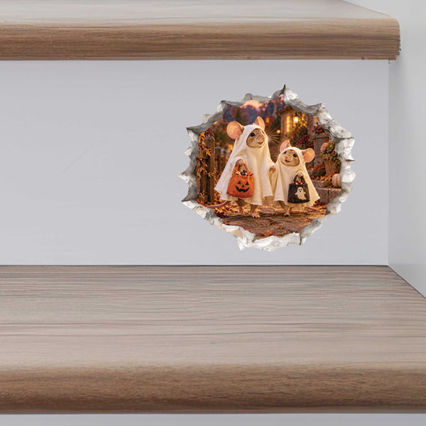 Halloween Ghosts Trick-or-Treating Mouse Hole Decal