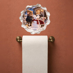 Christmas Snowman Building Mouse Hole Decal