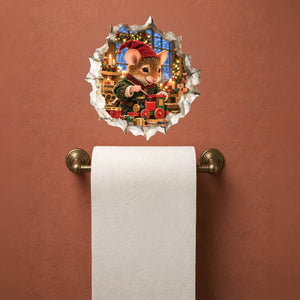 Christmas Elf Mouse Hole Decal