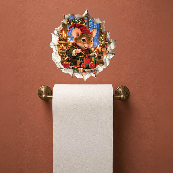 Christmas Elf Mouse Hole Decal