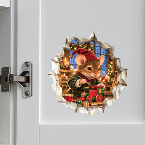 Christmas Elf Mouse Hole Decal