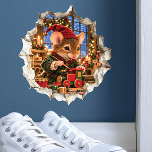 Christmas Elf Mouse Hole Decal