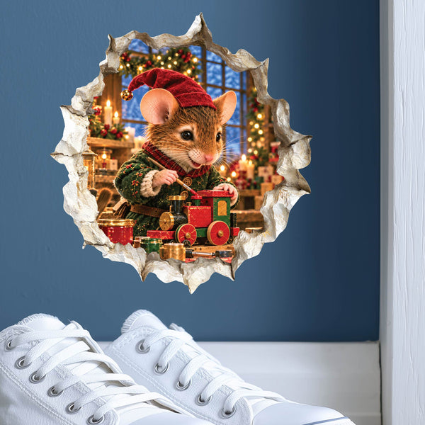 Christmas Elf Mouse Hole Decal