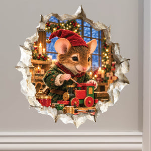 Christmas Elf Mouse Hole Decal