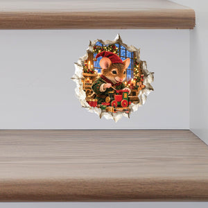 Christmas Elf Mouse Hole Decal