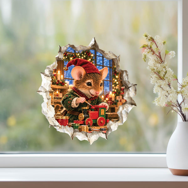 Christmas Elf Mouse Hole Decal